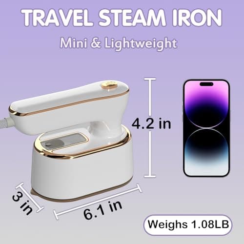 Travel Steamer Iron for Clothes Mini - Portable Ironing Machine Travel Small Size Portable Steamer Travel College Dorm Home Essentials (White)
