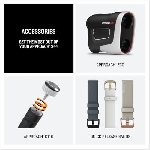 Garmin Approach® S44, Essential Golf GPS Smartwatch, AMOLED Display, On-Course Features, Silver Aluminum Bezel with Black Silicone Band