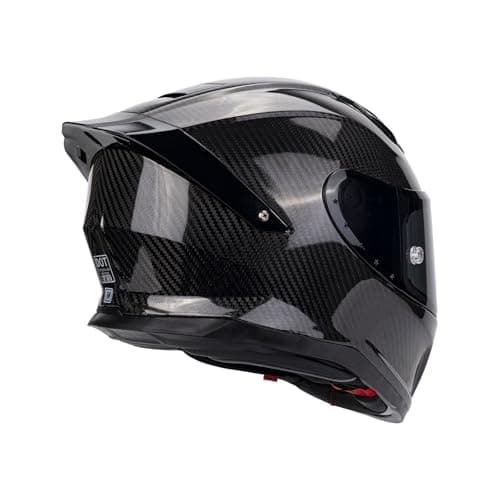 Carbon Fiber Full Face Motorcycle Helmets with Spoiler Sport Touring Street Motorcycle Helmet - Bluetooth Ready Speaker Pockets