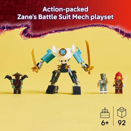 LEGO NINJAGO Zane's Battle Suit Mech Ninja Toy - Building Toy for Pretend Play for Kids, Boys and Girls, Ages 6+ - with 3 Minifigures - Gift Idea for Birthdays - 71827 B0DJ17CR8W
