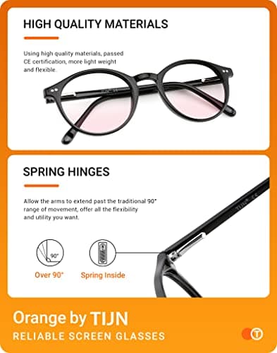 TIJN Blue Light Blocking Glasses Men Women Vintage Thick Round Rim Frame Eyeglasses