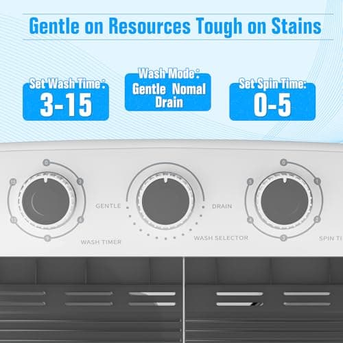 Superday Portable Washing Machine with Longer Hose, 16 Lbs Compact Mini Washer and Dryer Combo,Twin Tub Washing Machine Laundry Compact Washer spinner Combo for Apartments RVs and Dorms(Grey)