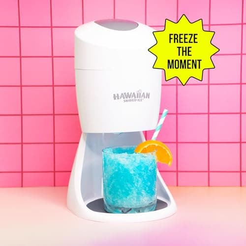 Hawaiian Shaved Ice S900A Snow Cone and Shaved Ice Machine with 2 Reusable Plastic Ice Mold Cups, Non-slip Mat, Instruction Manual, 1-year Manufacturer’s Warranty, 120V, White