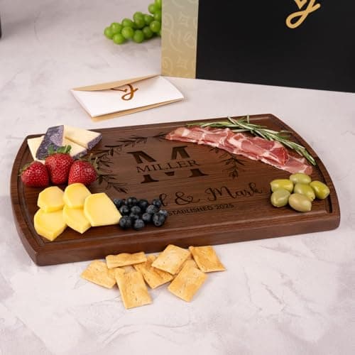 Personalized Wedding Gifts for Couples 2025, Custom Walnut Cutting Board for Kitchen, Personalized Bridal Shower, Best Wedding Registry and Engagment Gift