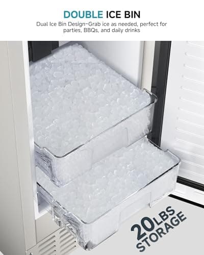 EUHOMY Under Counter Nugget Ice Maker Machine, 70Lbs/Day, Bulit-in Freestanding Ice Maker with Double Ice Baskets, Self-Cleaning & 24H Timer Ice Machine, for Home Use(Silver)