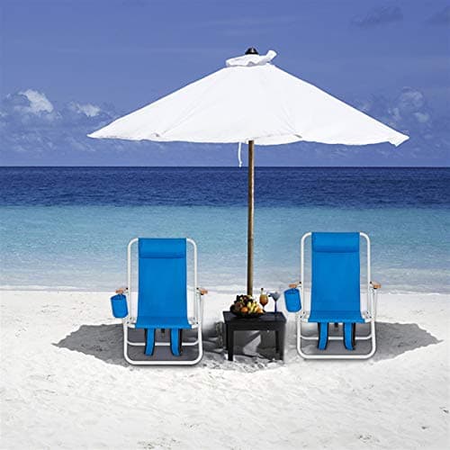 Generic Folding Beach Chair Camping Chair, Modern Style, Blue, Solid, Four Reclining Positions, Travel-Friendly Design, Plush Headrest, Wooden Armrests, Built to Last, Supports Up to 265 lbs