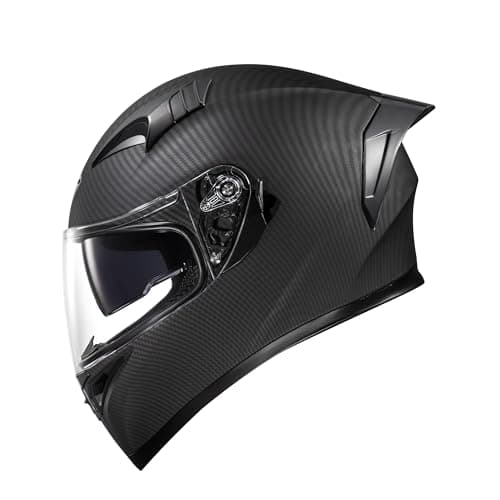 KYPARA Full Face Motorcycle Helmet with Internal Tinted Visor & DOT Approved for Moped ATV Cruiser Scooter (Matt Black, Large)