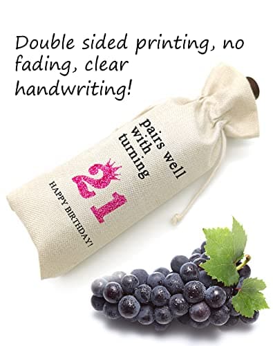 Socive 21st Birthday Wine Bag, Presents for 21st Birthday girl, 21 Years Old Gift Idea Wine Bag for Her Girl Friend, Sister Party Decorations B0B21FJ1NH