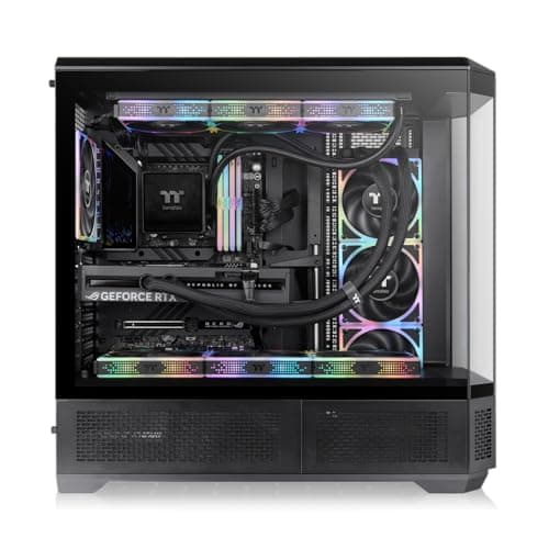 Thermaltake View 600 TG; Full Tower; 420mm Radiator Support; 480mm GPU Clearance; Hidden Connector Support; Rotatable PCIe Slots; 220mm PSU Clearance; Black; CA-11H-00F1WN-00