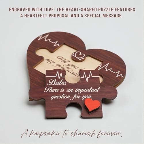 Will You Be My Girlfriend Sign – Mothers Day Gifts for Girlfriend, Wooden Heart Proposal Puzzle with Hidden Message, Be My Valentine Girlfriend Proposal Gifts Decor, Romantic Valentine Gift Ideas