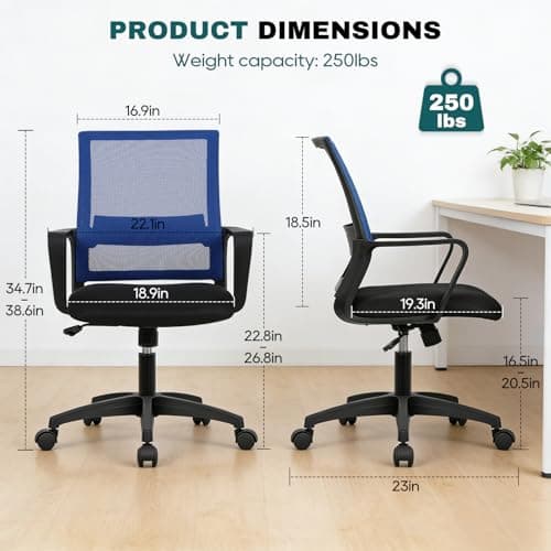 PayLessHere Gaming Chair Ergonomic Computer Chair Office Chair Video Game Chairs with Lumbar Support Desk Chair Armrest Mid Black Cushion Swivel Rolling Chair with Wheels for Home Office (Blue)