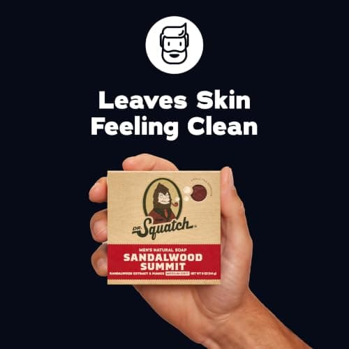 Cleansing Cold Process Soap with Natural Oils, Gifts for Men (Sandalwood Summit) Dr. Squatch Natural Men’s Bar Soap, Body Soap Bar (5oz, 3-Pack) B0F8RFB9RJ