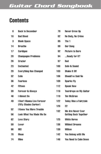 Taylor Swift Guitar Chord Songbook | 3rd Edition with 44 Songs, Lyrics and Chord Diagrams | Play Love Story, Shake It Off and You Belong with Me | Sheet Music for Guitarists