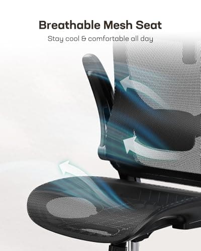Marsail Ergonomic Mesh Office Chair High Back Home Office Desk Chair with Adaptive Lumbar Support, 2D Headrest, 3D Flip-Up Armrests, Height Adjustable and Rocking Tilt for Home Office and Gaming