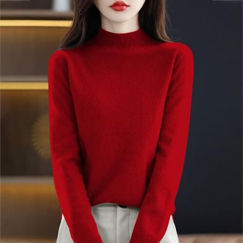 HUEAHDOU Cashmere Sweaters for Women Long Sleeve Crewneck Soft Warm Pullover Tops Casual Lightweight Oversized Knit Sweater