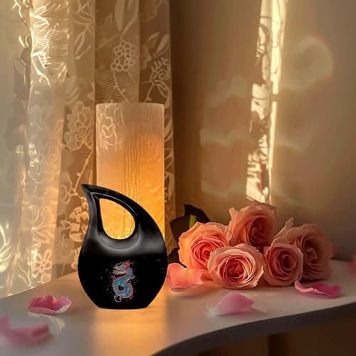 Blue Dragon Funeral Tiny Urn for Ashes Adult Male & Female, Drop Keepsake Cremation Burial Urns for Human Ashes, Handcrafted Memorial Gifts for Family, Home Décor Cremains Holder, 3 Inches B0FFT8NNWW