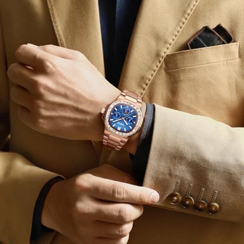 NIBOSI Men's Watches - Analog Quartz Chronograph Watch for Men, Waterproof Luxury Diamond Luminous Dial Business Dress Watch for Anniversary Graduation and Birthday Gifts