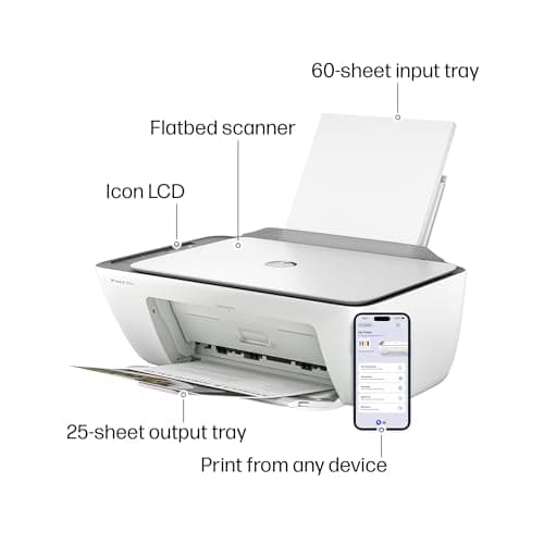 HP DeskJet 2855e Wireless All-in-One Color Inkjet Printer, Scanner, Copier, Best-for-home, 3 months of Instant Ink included, Single-band Wi-Fi connectivity (588S5A)