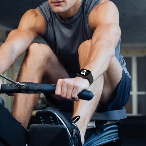 Sport Band Compatible with Apple Watch 38mm 40mm 41mm 42mm 44mm 45mm 46mm 49mm, Replacement Soft Silicone Strap Wristbands for iWatch Series 10/9/8/7/6/5/4/3/2/1 Ultra SE Women Men, Black