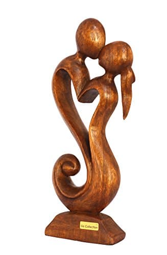 G6 COLLECTION 12" Wooden Handmade Abstract Sculpture Statue Handcrafted - Eternal Love - Gift Art Decorative Home Decor Figurine Accent Decoration Artwork Hand Carved