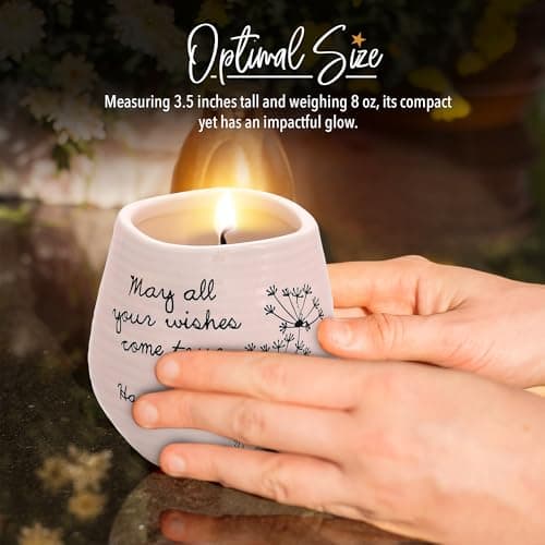 Pavilion - 8 Oz Candle Holder - Pink Ceramic Candle Jar with 100% Soy Wax Candle Serenity Scent "May all your wishes come true Happy 60th" Ideal Gift for Loved Ones - Printed Text, Love Theme & Oval