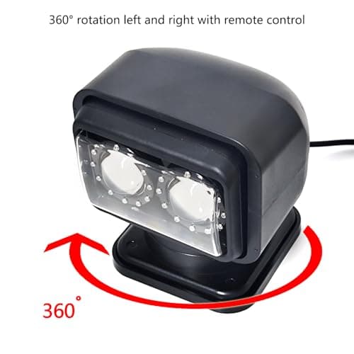 Led Search Light 6 Inch 60W 360 Degrees Rotating Remote Control 9-32V Work Lamp Spot Driving Lamps Fog Lights Offroad Lights Hunting SUV ATV 4X4 Truck Boat Camping Fishing Exploring Lighting