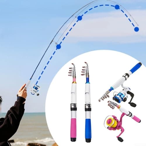 Collapsible Fishing Rod and Reel-Combo,Mini Telescopic Fishing Rod with Spinning-Reel, Portable Collapsible Fishing Pole Kit for Saltwater and Freshwater