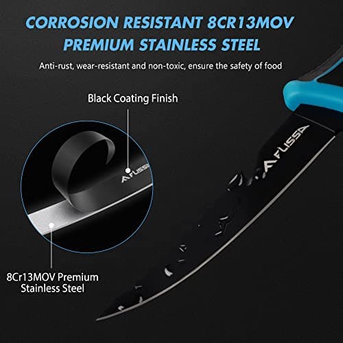 FLISSA Fillet Knife Set, Boning Knife & Bait Knives with Sharpener, Protective Sheath, Belt Clip, Non-Slip Handle, Portable Pouch & Corrosion Resistant Coating Blade, for Fresh or Saltwater (4-Piece)