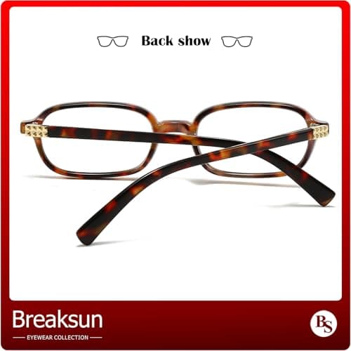 Breaksun Retro Rectangle Glasses for Women Men Small Square Blue Light Blocking Glasses Vintage Eyeglasses