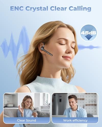 Ngsod Bluetooth Headset V5.4, Bluetooth Earpiece with 500mAh Charging Case, 50H Talk Time Wireless Headset with Mic for Computer Cell Phones, Hands Free Noise Canceling Headphones for Work Trucker