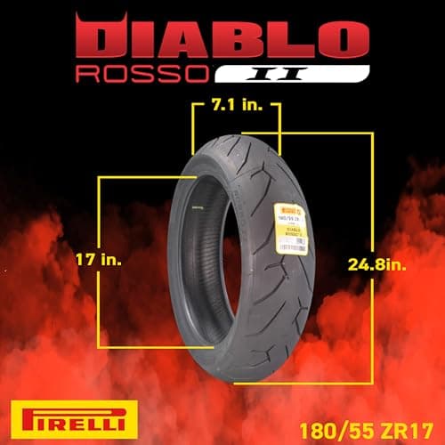 Pirelli Diablo Rosso II 120/70 ZR 17 M/C (58W) TL (K) Front & 180/55 ZR 17 M/C (73W) TL Rear Motorcycle Tire- Sport Performance Road Use Tire Set with Keychain