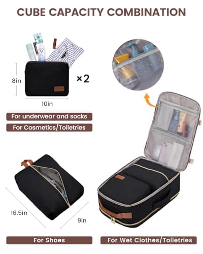 LOVEVOOK 40L Travel Backpack for Women & Men, Airline Approved Carry On Luggage with 3 Packing Cubes, TSA Overnight Bags, Waterproof Personal Item Bag, Weekender Essentials Backpacks fits 17" Laptop