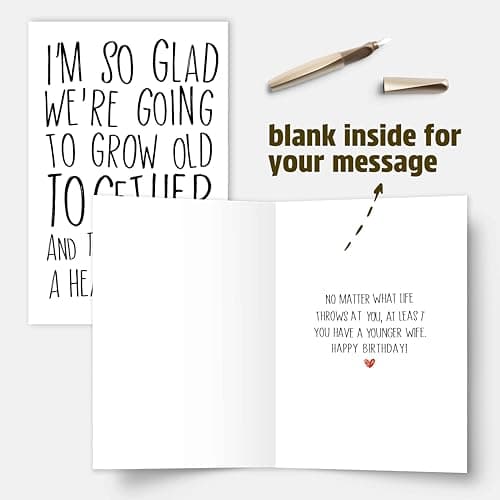Funny Birthday Card for Husband from Wife, Grow Old Together Humor Birthday Card Gift for Older Husband, Sarcastic Happy Bday Cards for Him Men Husband Hubby B0H146F7BP
