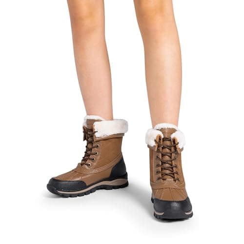 DREAM PAIRS Snow Boots for Women Waterproof Mid Calf Lace Up Duck Boots Warm Faux Fur FuzzyGo Bold Winter Boots for Outdoor