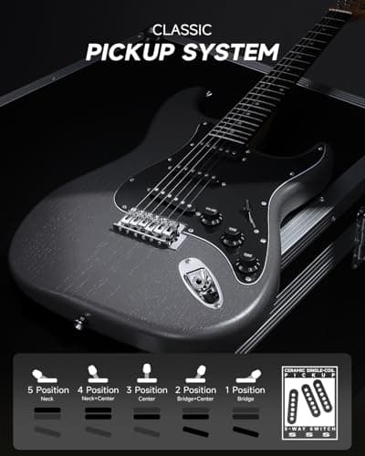 DONNER DST-80 Electric Guitar 39” Beginner Electric Guitar Kit with Amp, Classic SSS Pickup Complete with Gig Bag, Tuner, Capo, Strap, Picks, and Free Online Lessons