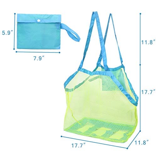 Mesh Beach Bag, Classic Mesh Beach Toy Tote Bag, Foldable Large Children's Toy Storage Bag, Used for Storage of Toys, Shells, Clothes and Towels when Playing on the Beach