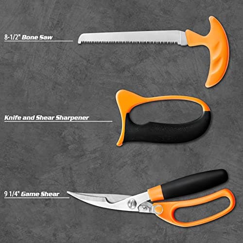Portable Butcher Game Processor Set, 12 Pieces KNINE OUTDOORS Hunting Deer Knife Set Field Dressing Kit B099QTQ98L