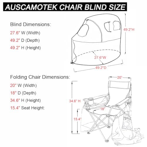 See-Through Hunting Ground Blind with Built-in Chair for Deer Hunting - 1 Person Pop-Up Camouflage Tent