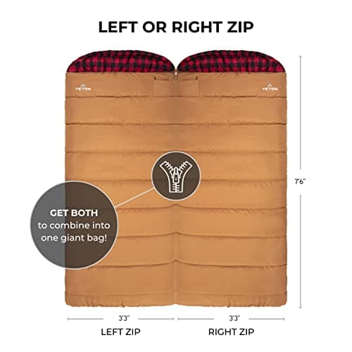 TETON Sports Deer Hunter Sleeping Bag, Warm and Comfortable Camping Sleeping Bag, Teton Tough Canvas Shell for Camping, Hunting, and Cold Weather