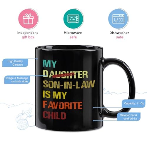 YHRJWN My Son In Law Is My Favorite Child Mug-11Oz, Funny Gift for Mother-in-Law or Father-in-Law, Ceramic Coffee Mug for Mother's Day, Father's Day, Birthday, Christmas B0FNNBHKXR