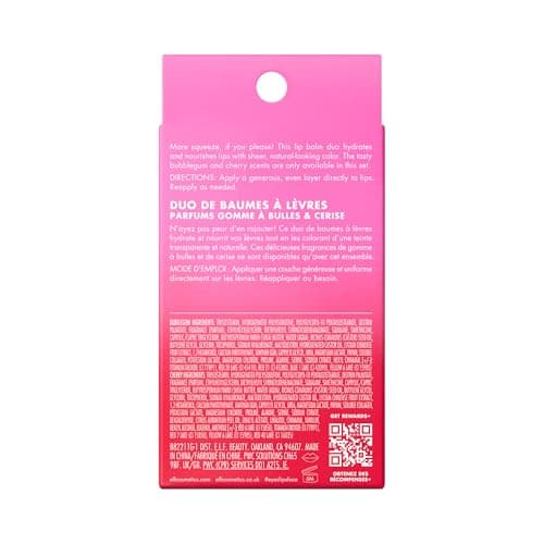 Moisturizing Balm For A Sheer Tint Of Color, Made With Hyaluronic Acid, Vegan & Cruelty-Free, Cherry & Bubblegum e.l.f. Squeeze Me More Lip Balm Duo, Cherry/Bubblegum B0FPMGZ18H
