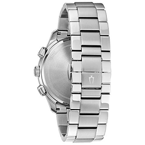 Bulova Men's Classic Wilton 3-Hand Chronograph, Luminous Hands, Roman Numeral Markers Domed Mineral Crystal, 43mm, Stainless Steel/Black Dial
