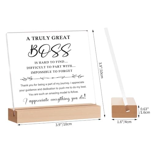 Best Birthday Thank You Retirement Farewell Gifts for Female Boss Leader, Boss Inspirational Gifts Appreciation Keepsake Funnli Boss Gifts for Women Men, Bosses Day Gifts for Boss Lady Plaque B0C6XJX64Z