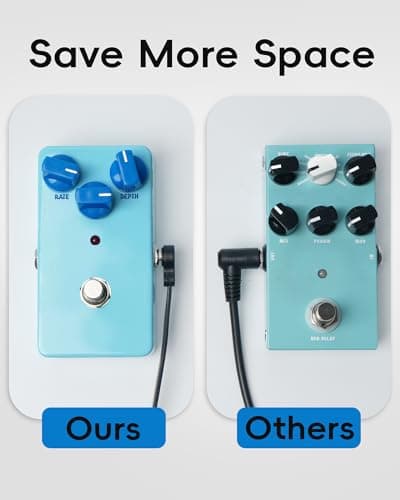 voltrish 3 Pack Guitar Patch Cables, Premium 5 Inch Right-Angle 1/4" TS Pedal Board Cable, Oxygen-Free Copper & Dual Shielding for Ultra Low Noise, Space Saving Flat Design Guitar Pedal Accessories