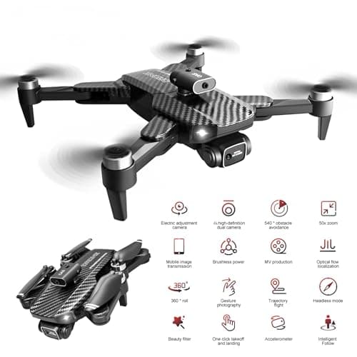4K Dual-Camera Drone with GPS for Adults & Teens - Foldable RC Quadcopter with Auto Focus, 30 Mins Flight Time, Follow Me, Waypoint Flight, Headless Mode, 6-Axis Gyro, One-Key Emergency Stop - Black