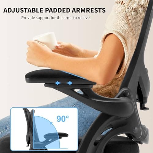 Drafting Chair, Tall Office Chair for Standing Desk, Ergonomic Standing Desk Chair with Flip-up Armrests, Counter Height Office Chair with Footrest and Adjustable Lumbar Support
