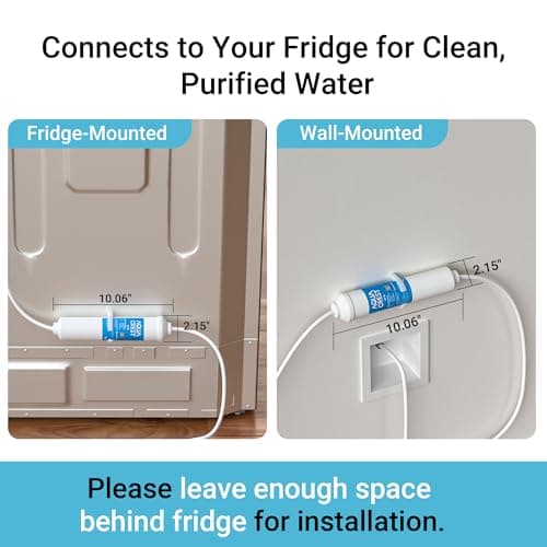 AQUA CREST INL 5 Years Inline Water Filter for Ice Maker with 1/4-Inch Direct Connect Fittings, Idea for Ice Maker, Refrigerator, RV, Inline Refrigerator Water Filter Reduces Chlorine, Taste& Odor