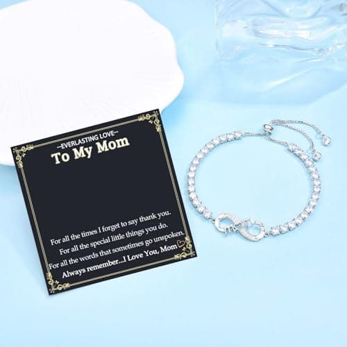 4MM Cubic Zirconia Tennis Bracelet, Infinity CZ Jewelry, Christmas, Mothers Day, Valentines Day, Birthday, Easter Mom Nana Grandma Aunt Mimi Gigi Grammy Granny Bracelet Gifts for Women B0GSZ6BKPH