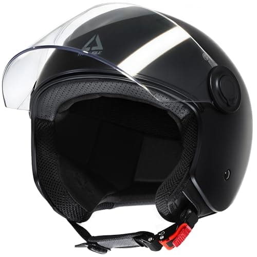TRIANGLE Open Face Motorcycle Helmet Retro 3/4 Helmets with Clear Visor for Men Women DOT Approved