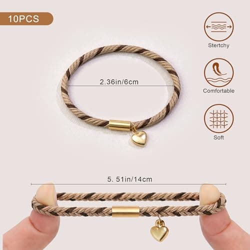 Hair Ties | Initial | Christmas Birthday Gifts for Women Girls Teen Girls | Stocking Stuffers | Hair Accessories | Letter M Teen Girl Gifts Trendy Stuff - 10 Pcs Hair Ties Bracelets, Gifts B0GL5L7B8H